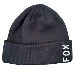 Fox Racing Women's Word Mark Black Knit Beanie Hat Logo Winter Skate‎ Streetwear